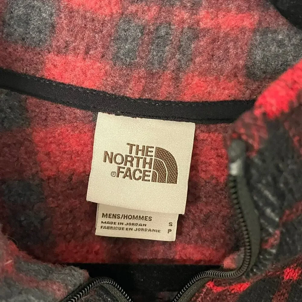 The North Face Mens Fleece S 1/4 Zip Red Buffalo Plaid Gordon Lyons